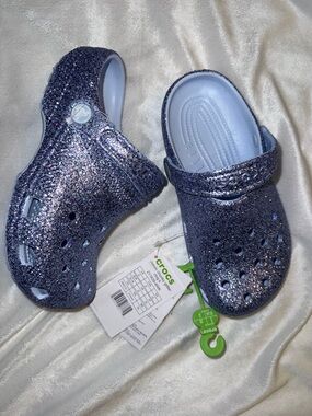 CROCS Kids' Glitter Clogs in Sparkle Dark Purple